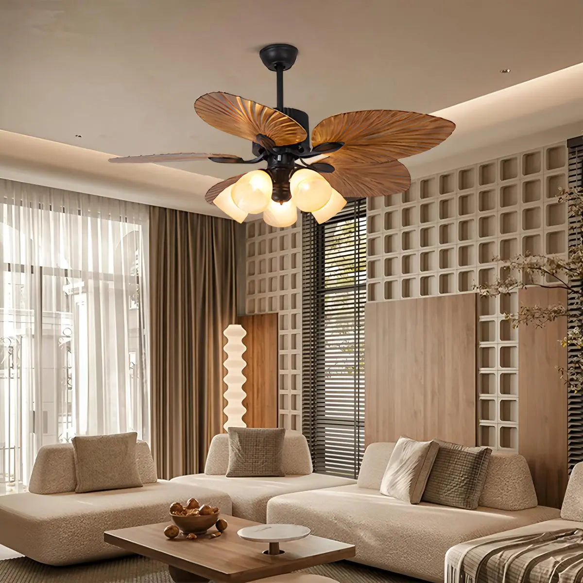 Antizer Tropical Palm Leaves Ceiling Fan with Light