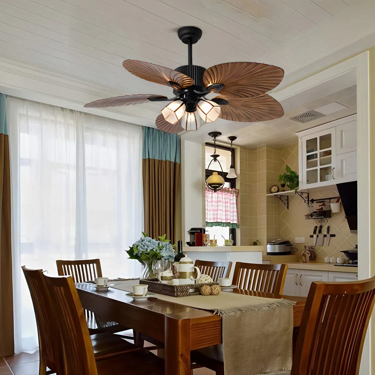 Antizer Tropical Palm Leaves Ceiling Fan with Light