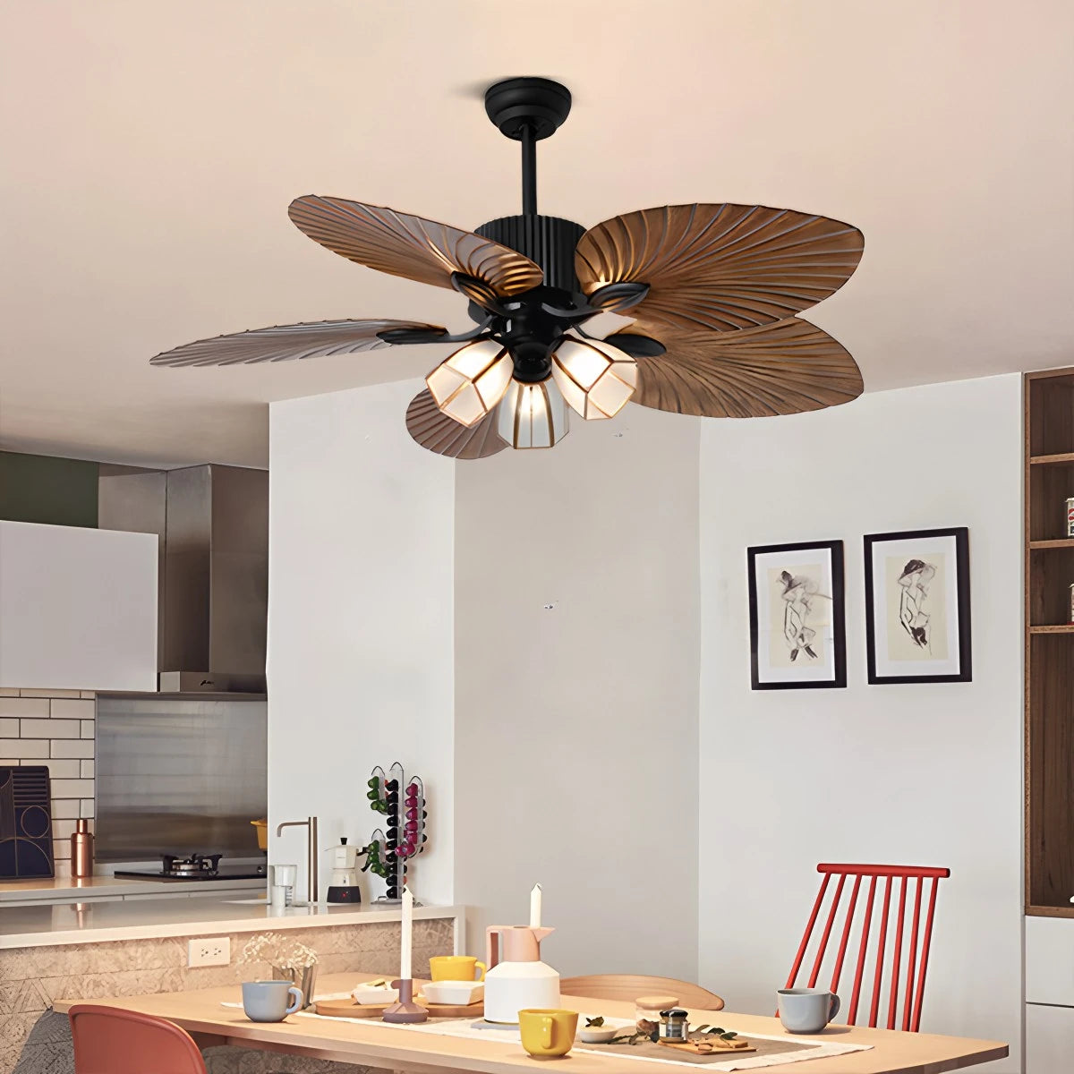 Antizer Tropical Palm Leaves Ceiling Fan with Light