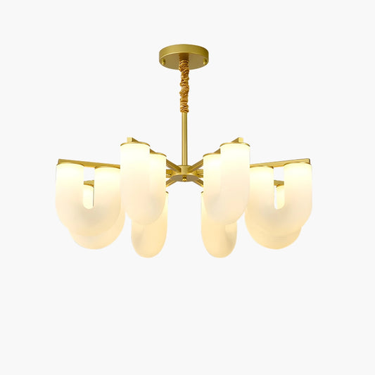 Antizer U-Shaped Milk Glass Chandelier