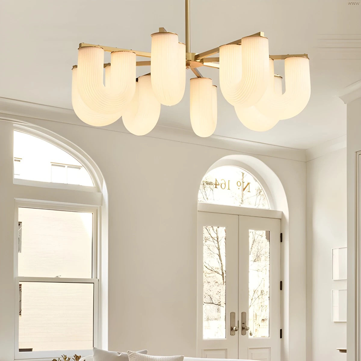 Antizer U-Shaped Milk Glass Chandelier