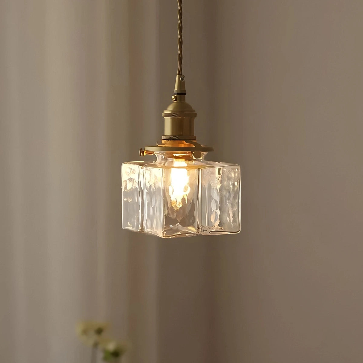 Antizer Verglas Clear Glass Pendant Light for Bedroom
