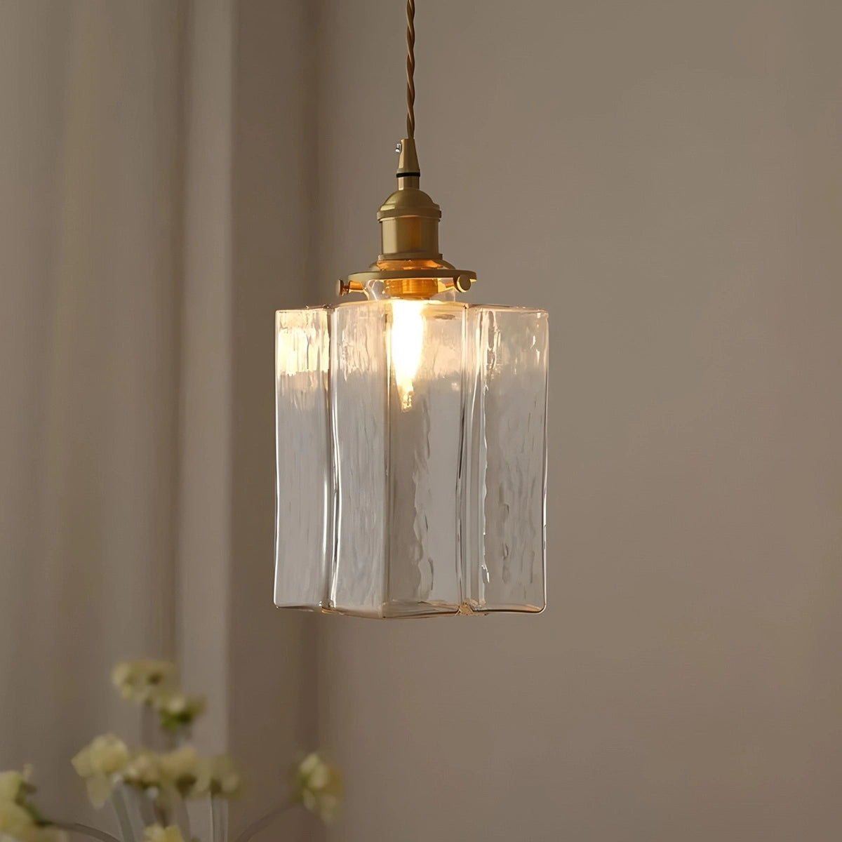 Antizer Verglas Clear Glass Pendant Light for Bedroom