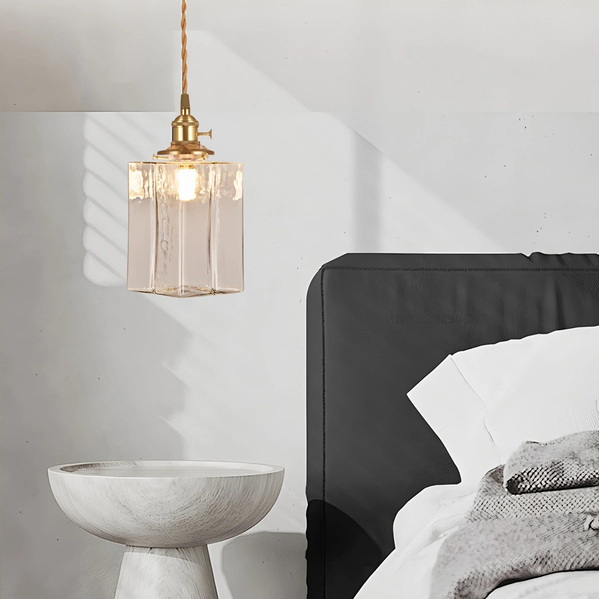 Antizer Verglas Clear Glass Pendant Light for Bedroom