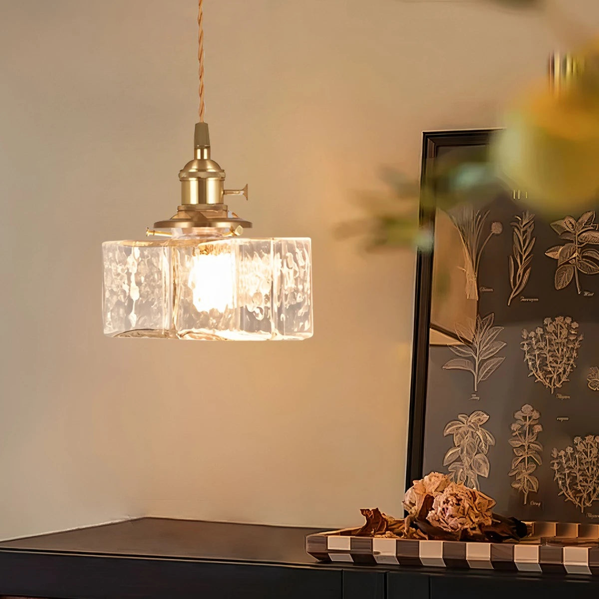 Antizer Verglas Clear Glass Pendant Light for Bedroom