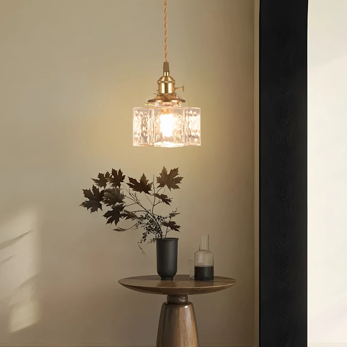 Antizer Verglas Clear Glass Pendant Light for Bedroom