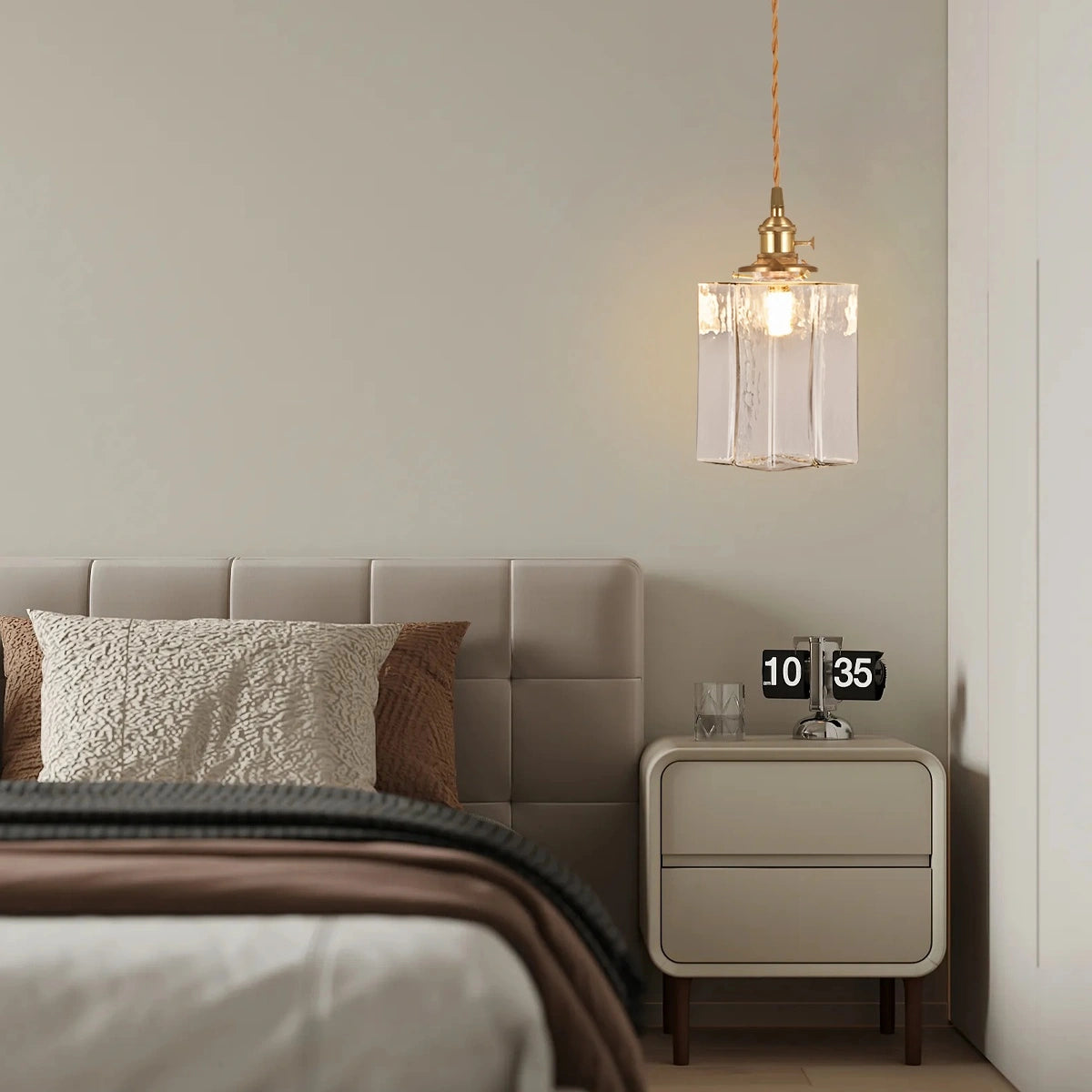Antizer Verglas Clear Glass Pendant Light for Bedroom