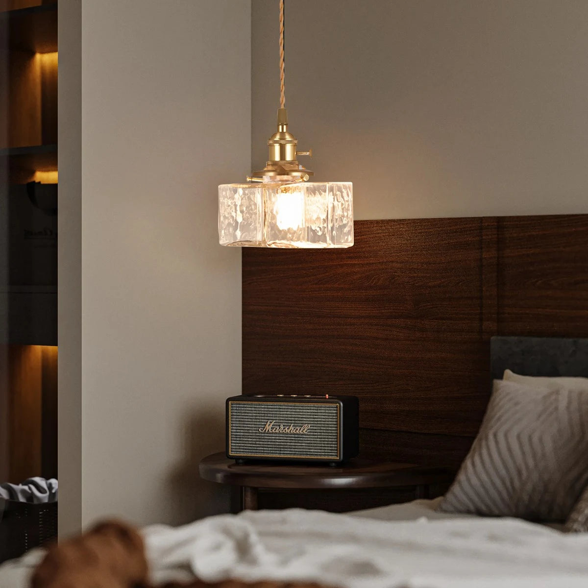 Antizer Verglas Clear Glass Pendant Light for Bedroom