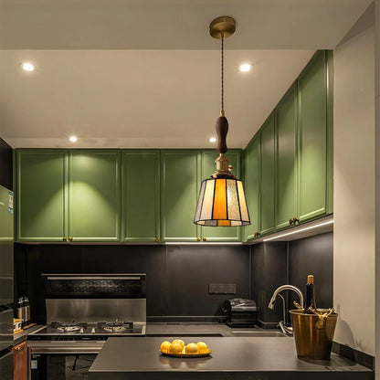 Antizer Vintage Brass Glass Pendant Light