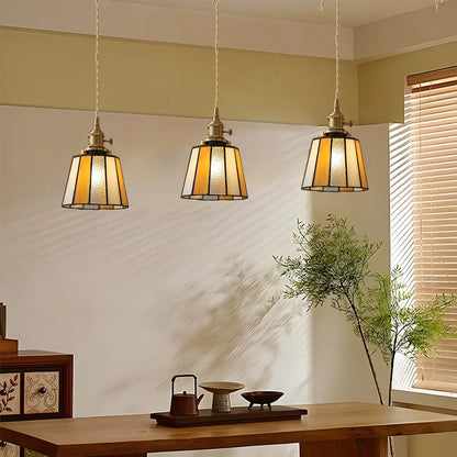 Antizer Vintage Brass Glass Pendant Light