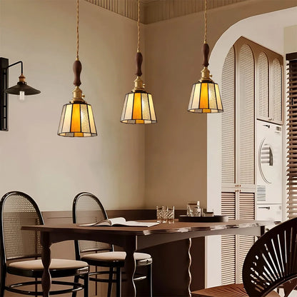 Antizer Vintage Brass Glass Pendant Light