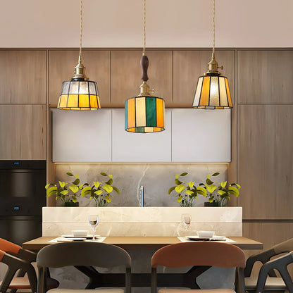 Antizer Vintage Brass Glass Pendant Light