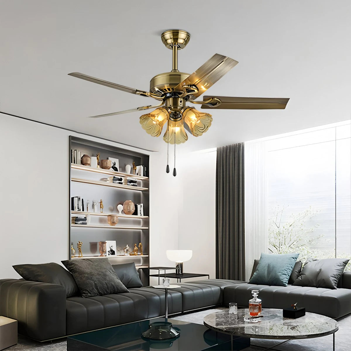 Antizer Vintage Ceiling Fan with Light for Dining Room