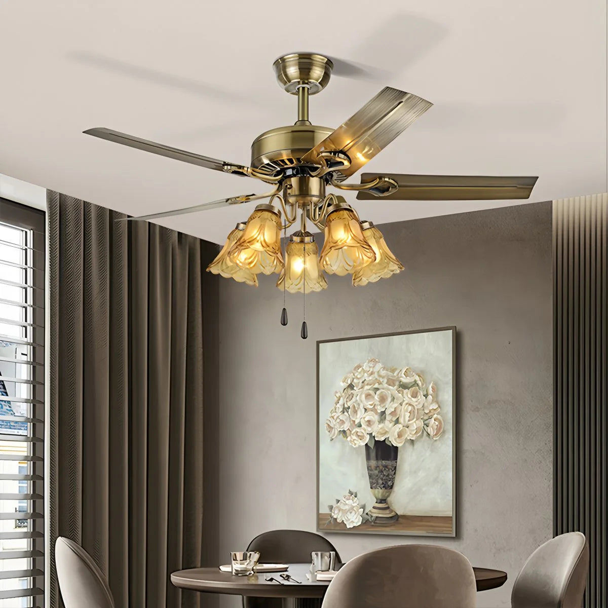 Antizer Vintage Ceiling Fan with Light for Dining Room