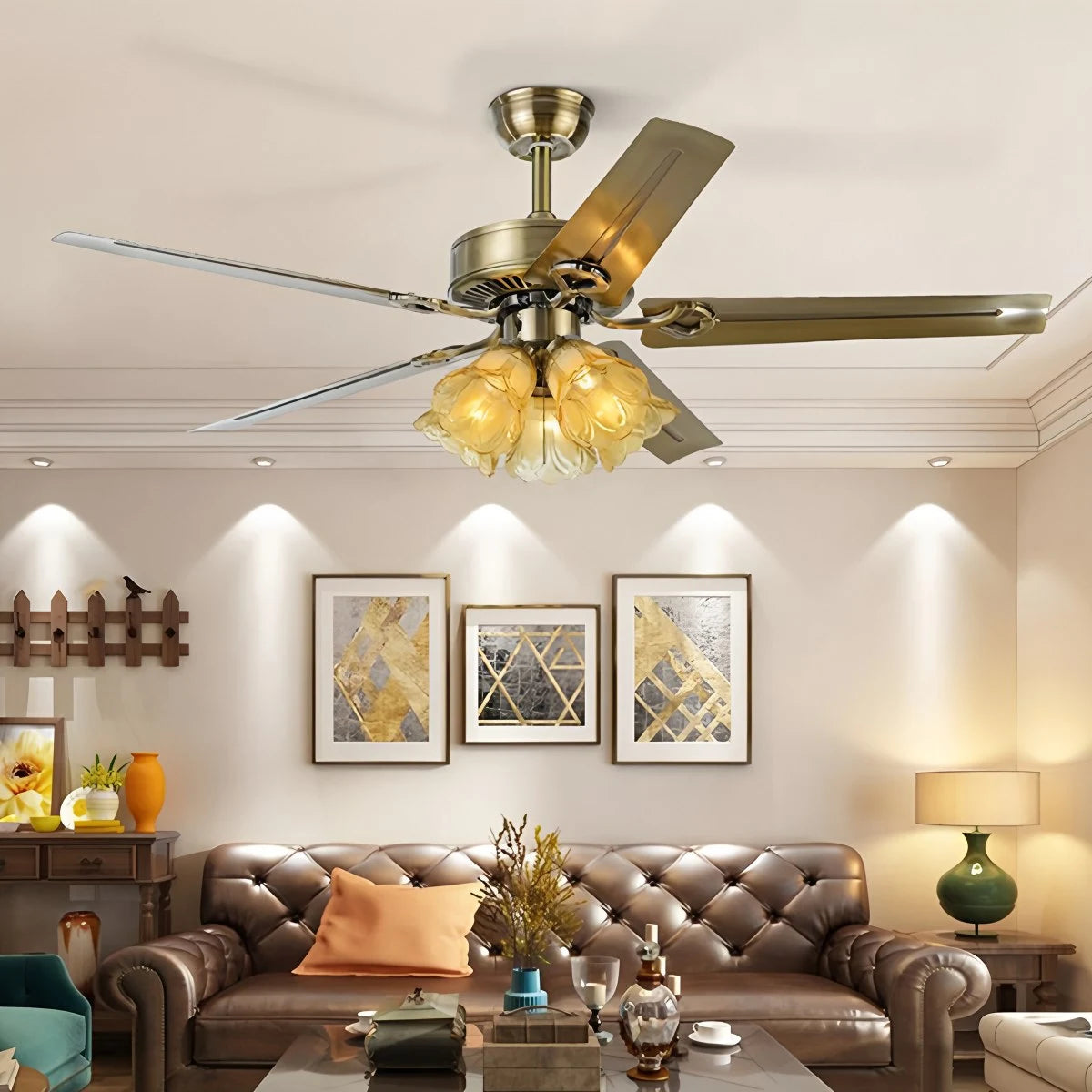 Antizer Vintage Ceiling Fan with Light for Dining Room