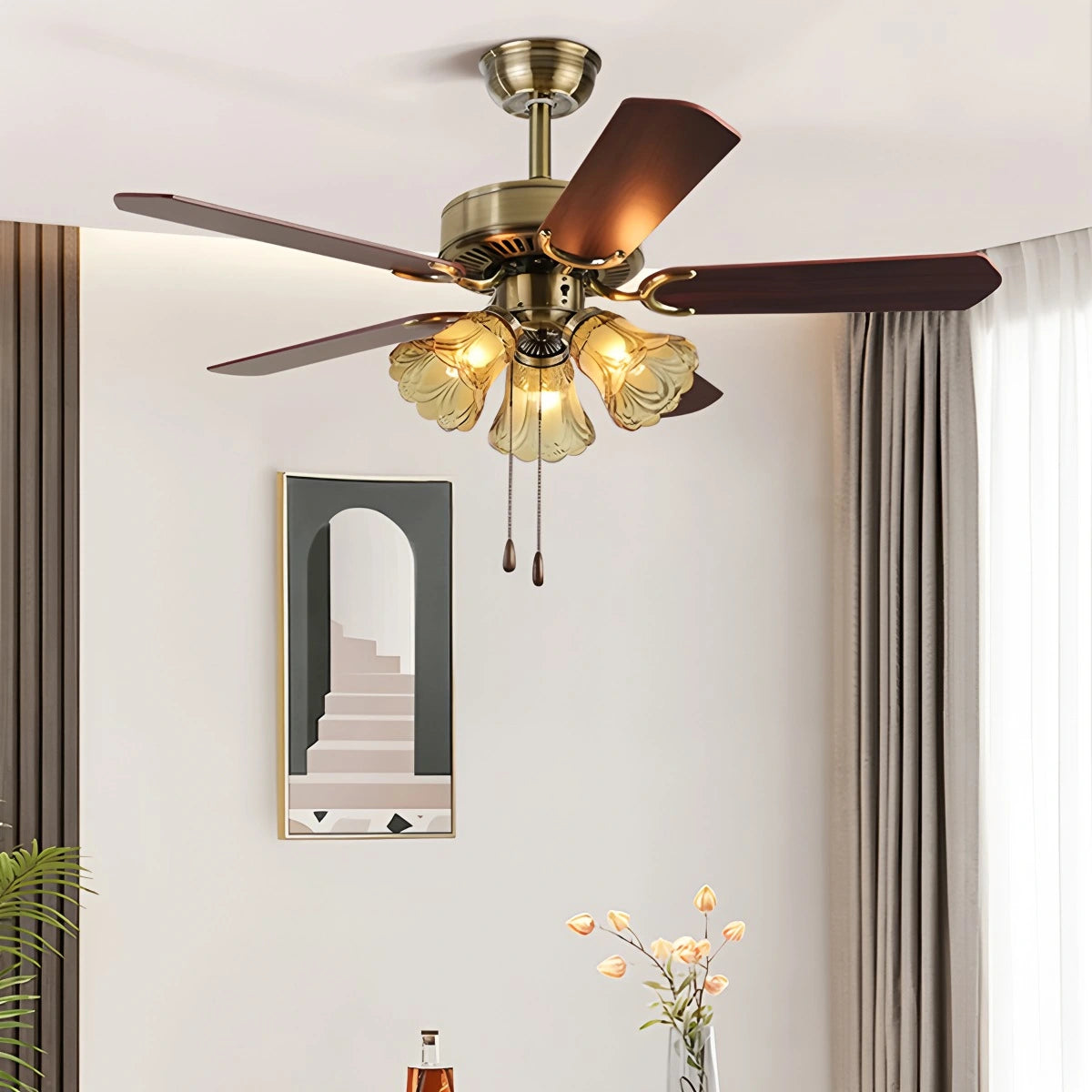 Antizer Vintage Ceiling Fan with Light for Dining Room