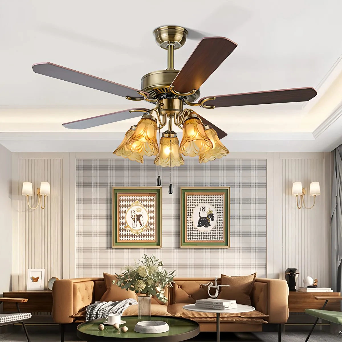 Antizer Vintage Ceiling Fan with Light for Dining Room
