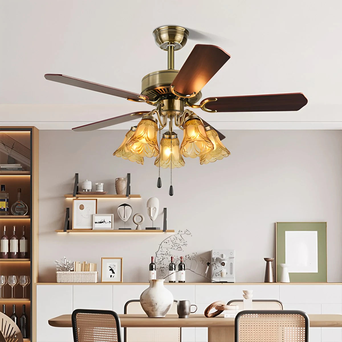 Antizer Vintage Ceiling Fan with Light for Dining Room