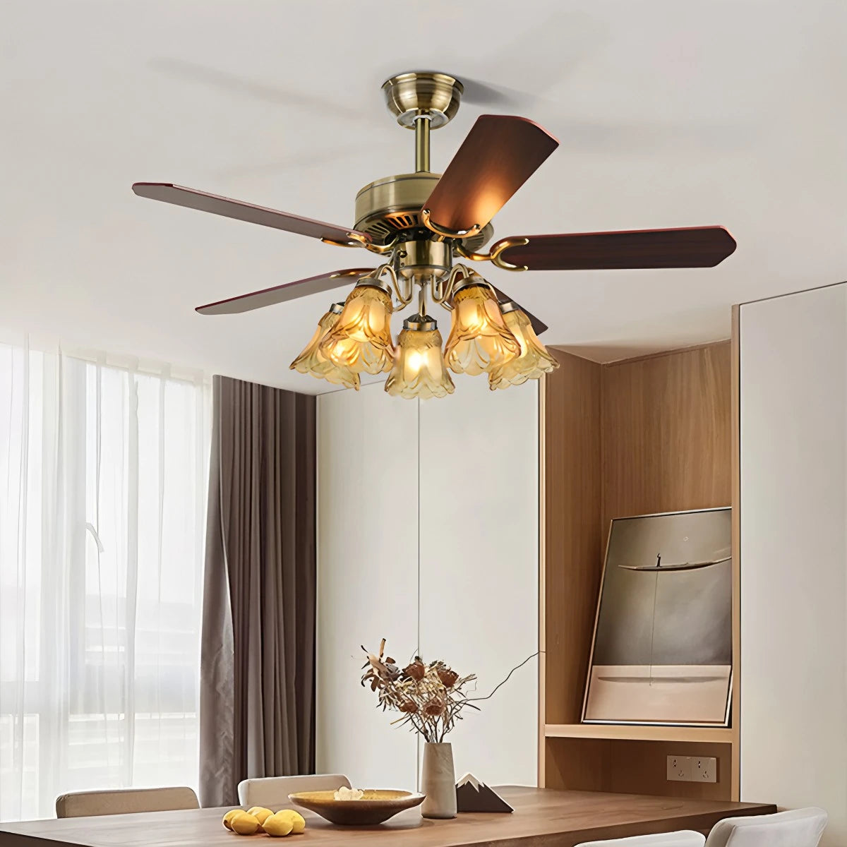 Antizer Vintage Ceiling Fan with Light for Dining Room
