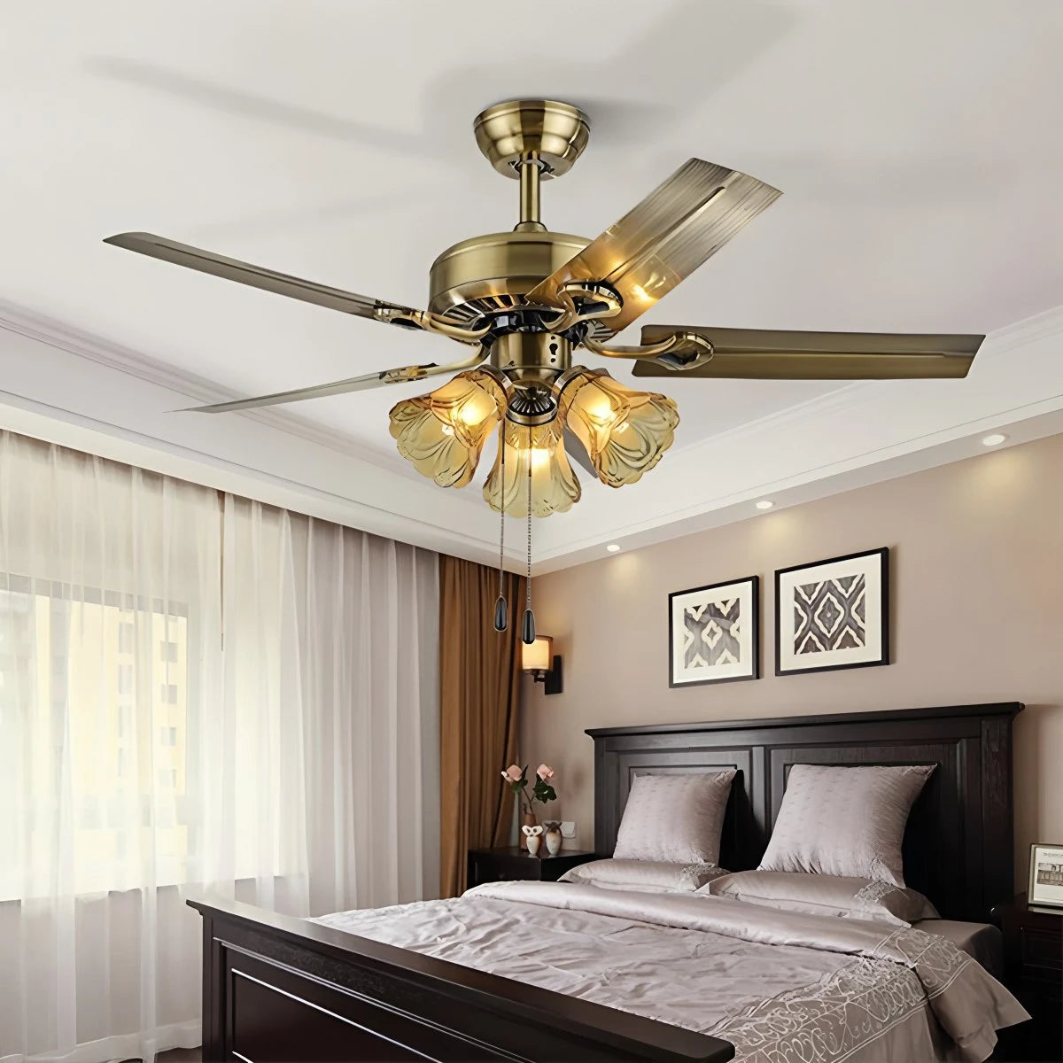 Antizer Vintage Ceiling Fan with Light for Dining Room