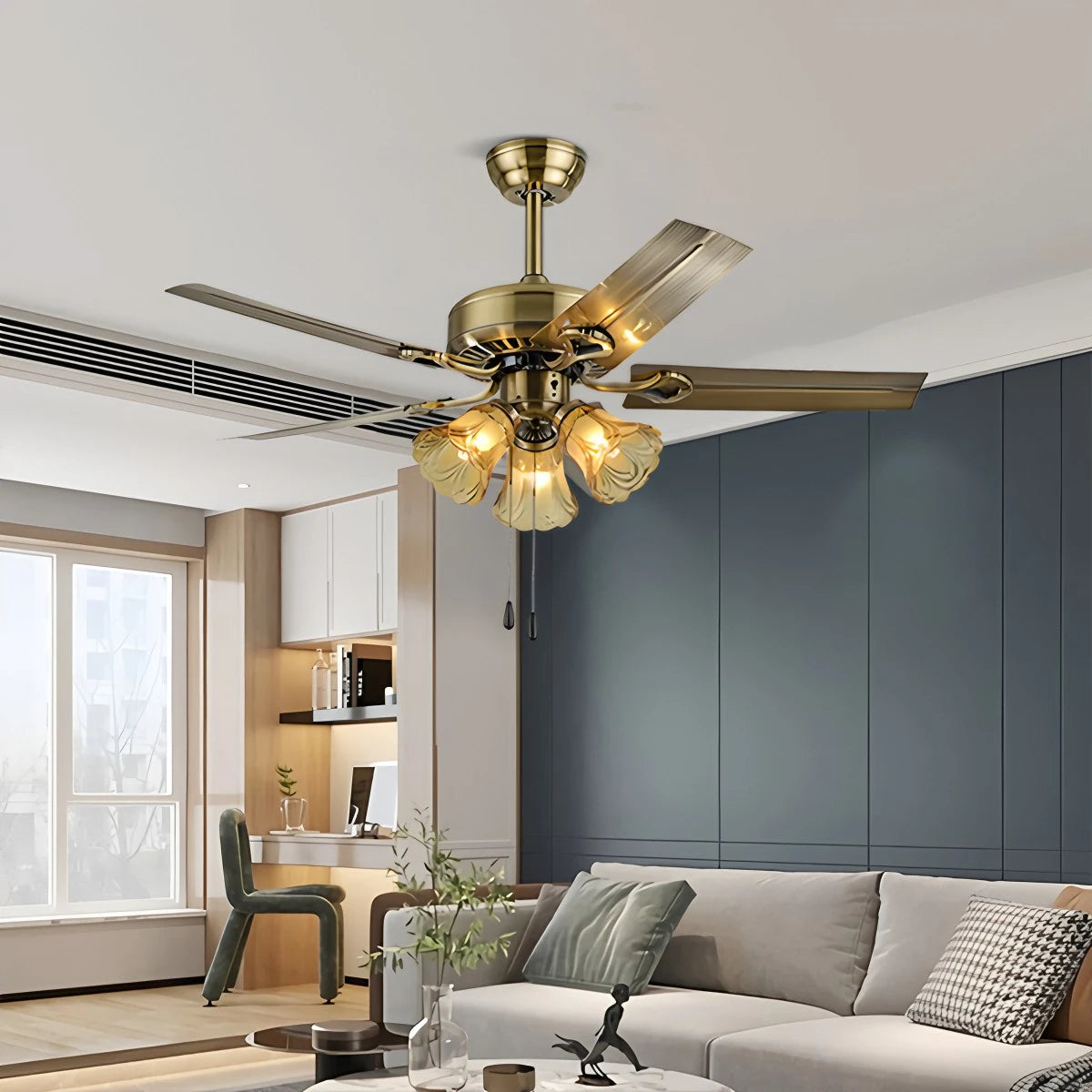 Antizer Vintage Ceiling Fan with Light for Dining Room