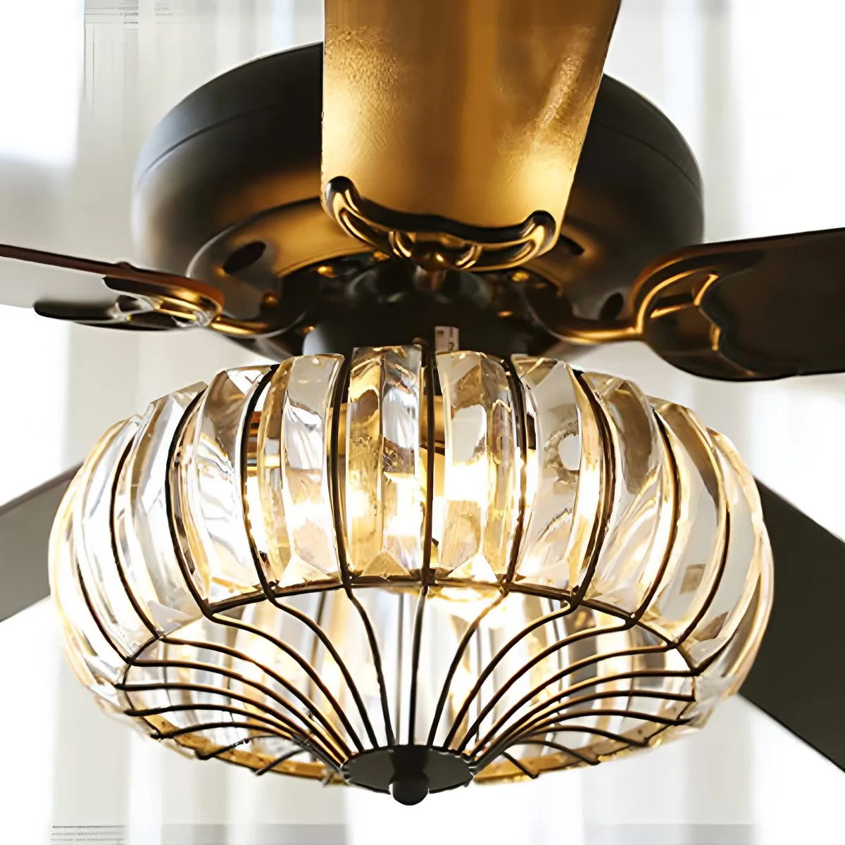 Antizer Vintage Crystal Ceiling Fan with Light