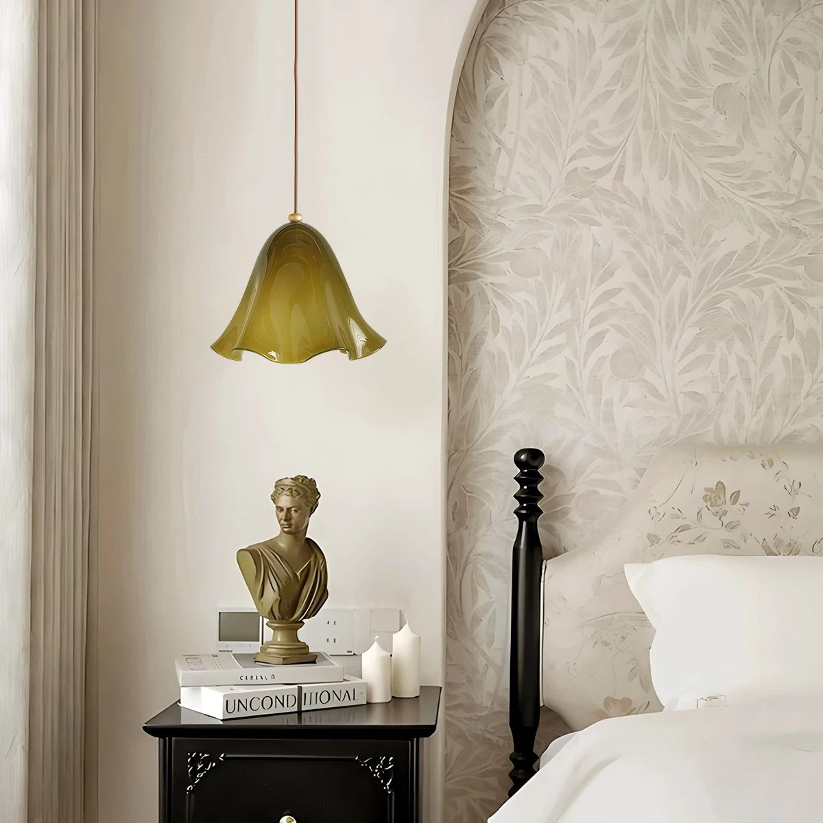 Antizer Vintage Flower Colored Glass Pendant Light