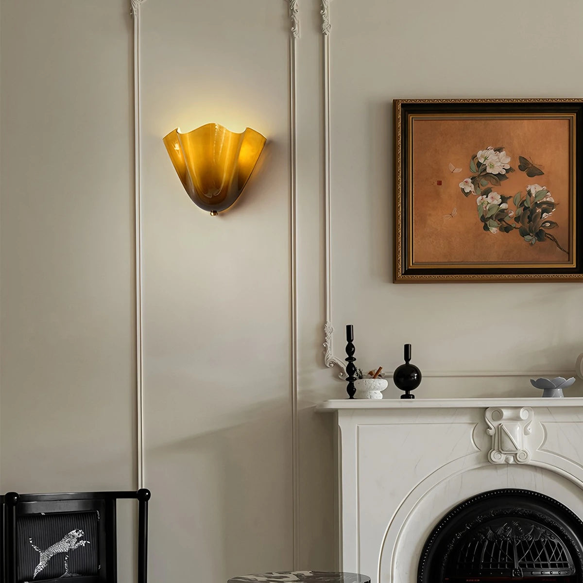 Antizer Vintage Flower Colored Glass Wall Lamp