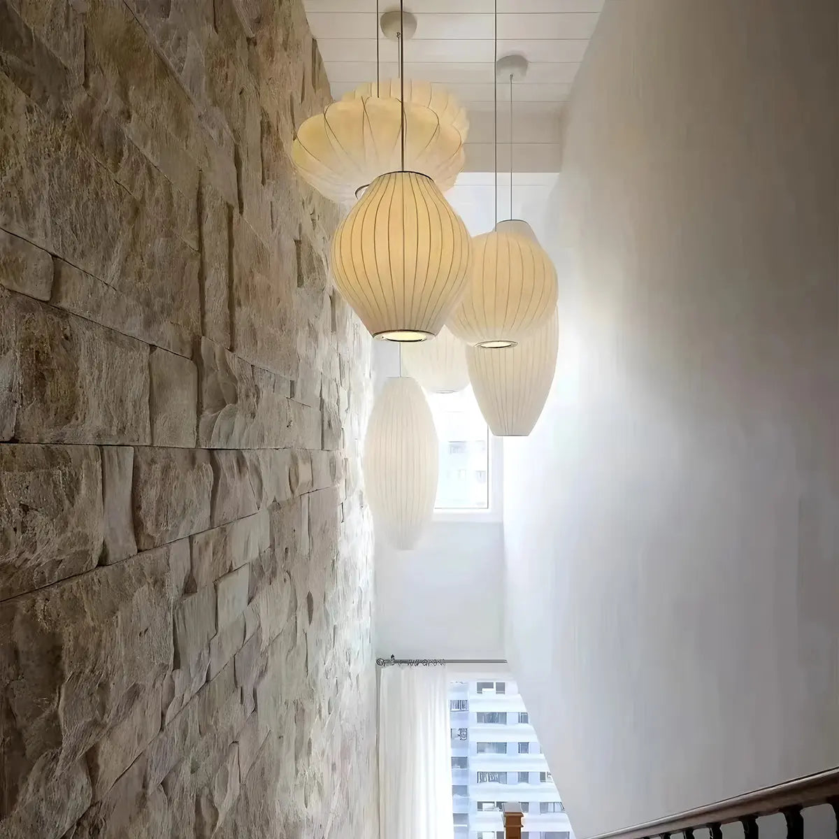 Antizer Vintage LED Silk Lantern Pendant Light