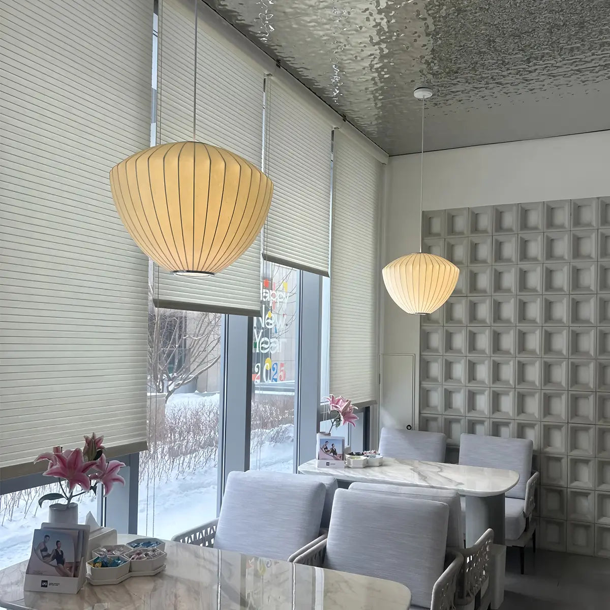 Antizer Vintage LED Silk Lantern Pendant Light