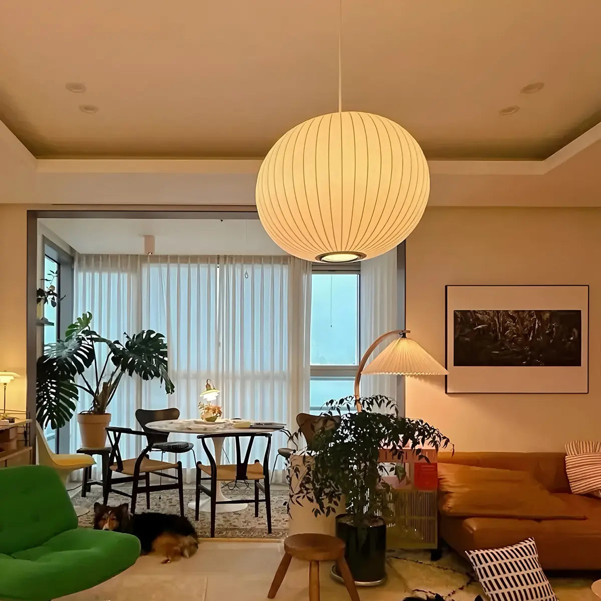 Antizer Vintage LED Silk Lantern Pendant Light