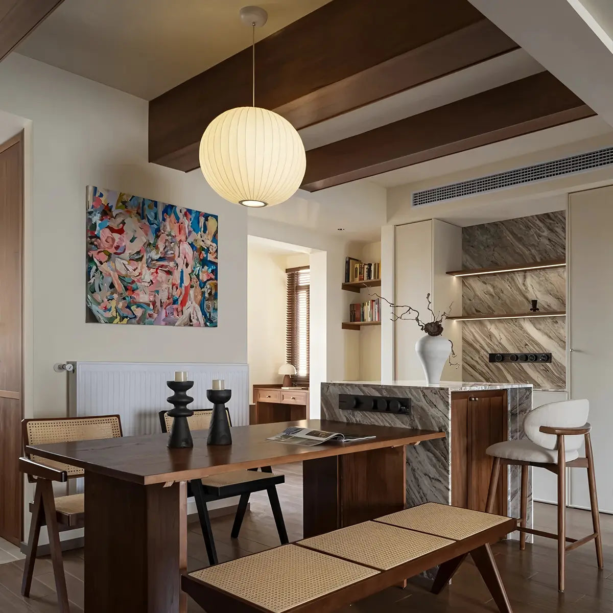 Antizer Vintage LED Silk Lantern Pendant Light