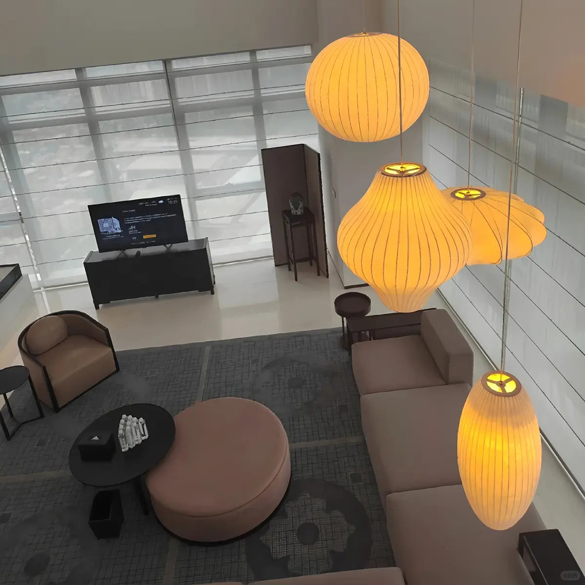 Antizer Vintage LED Silk Lantern Pendant Light