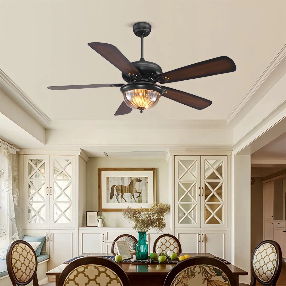 Antizer Vintage Wood Ceiling Fan Lamp for Living Room