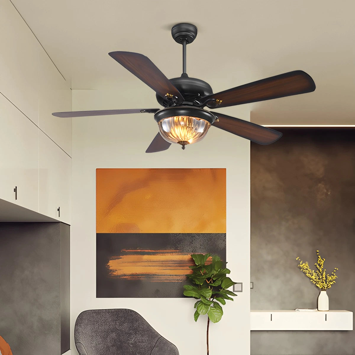 Antizer Vintage Wood Ceiling Fan Lamp for Living Room
