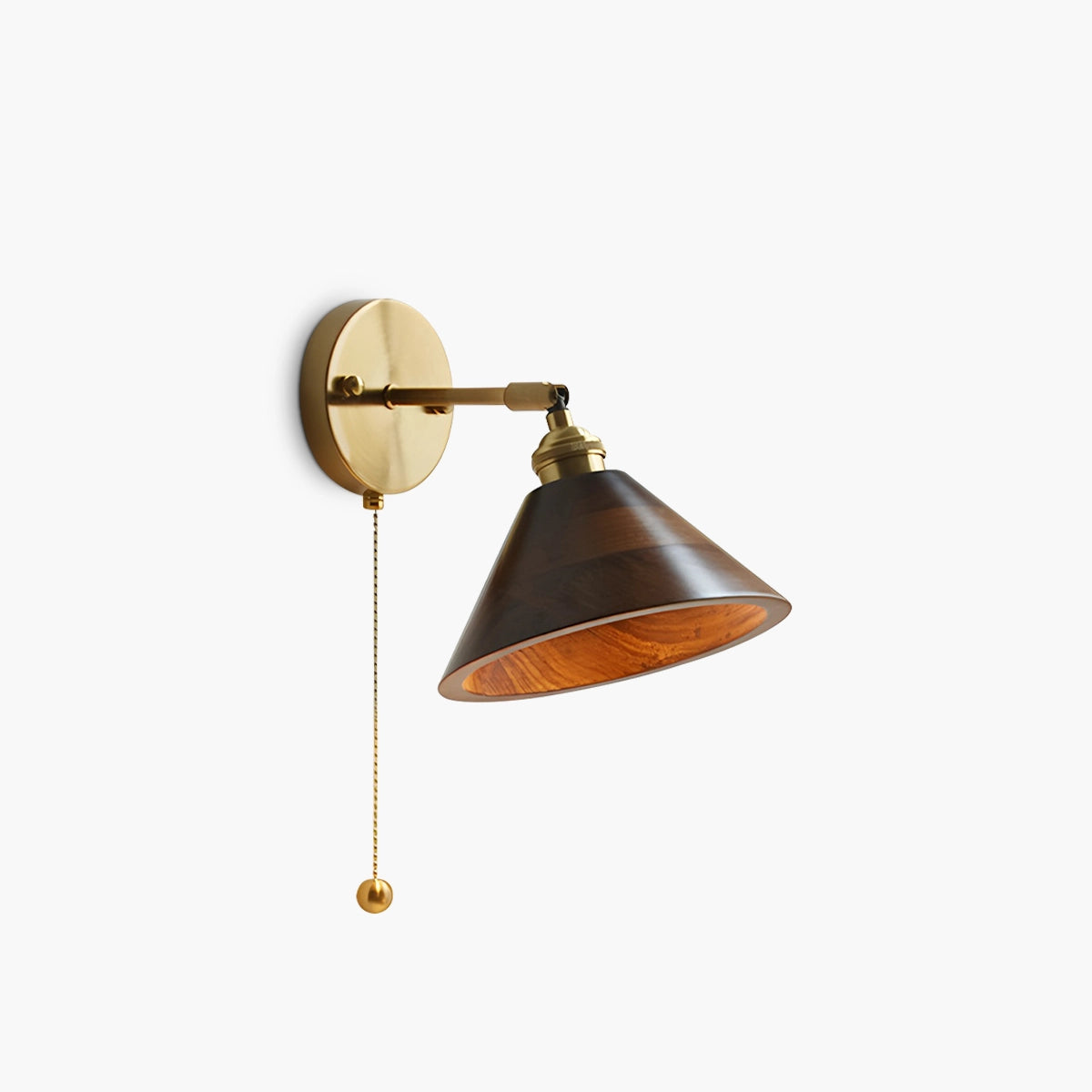 Antizer Vintage Wood Pull Chain Switch Wall Lamp