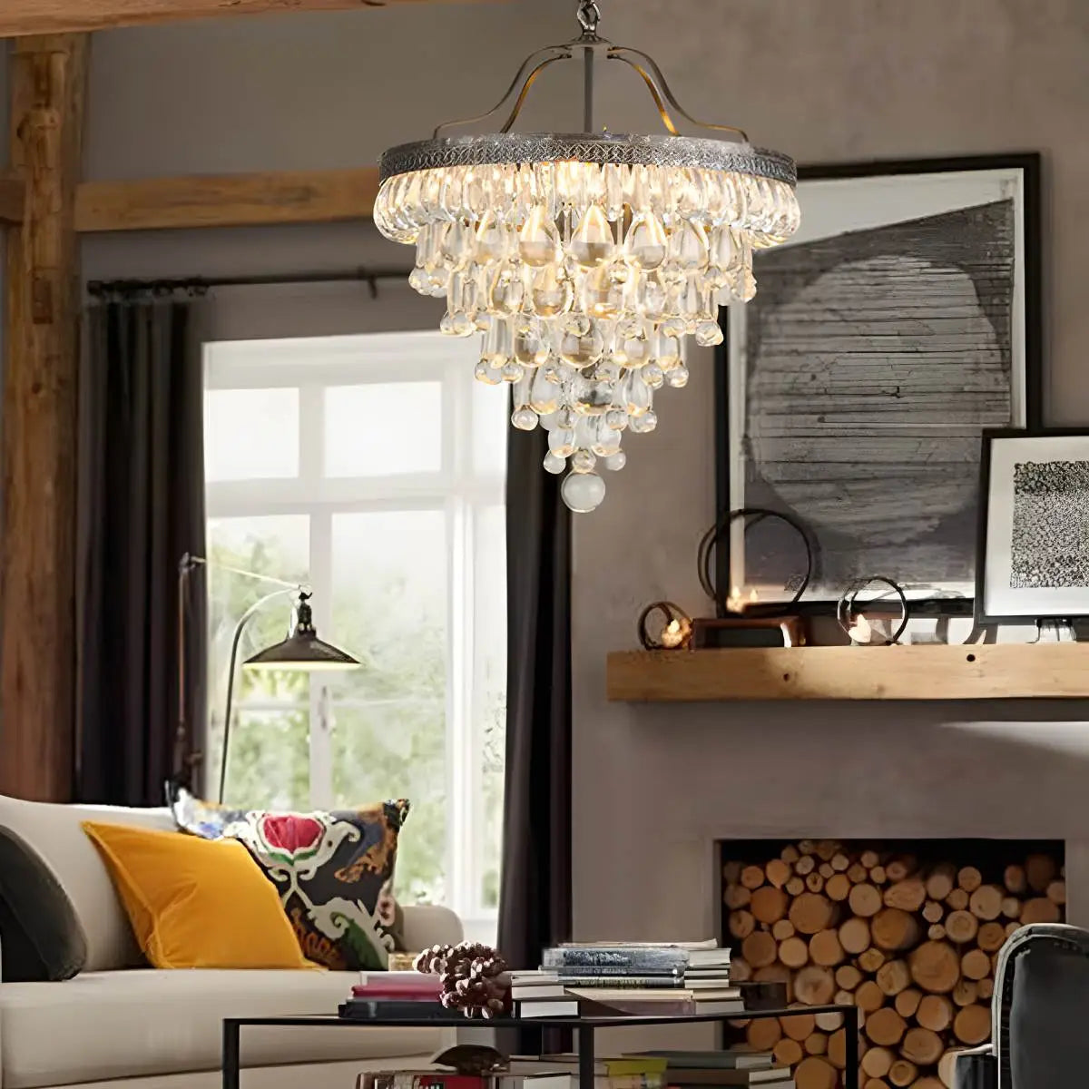 Antizer Vintage Crystal Pendent Light for Living Room