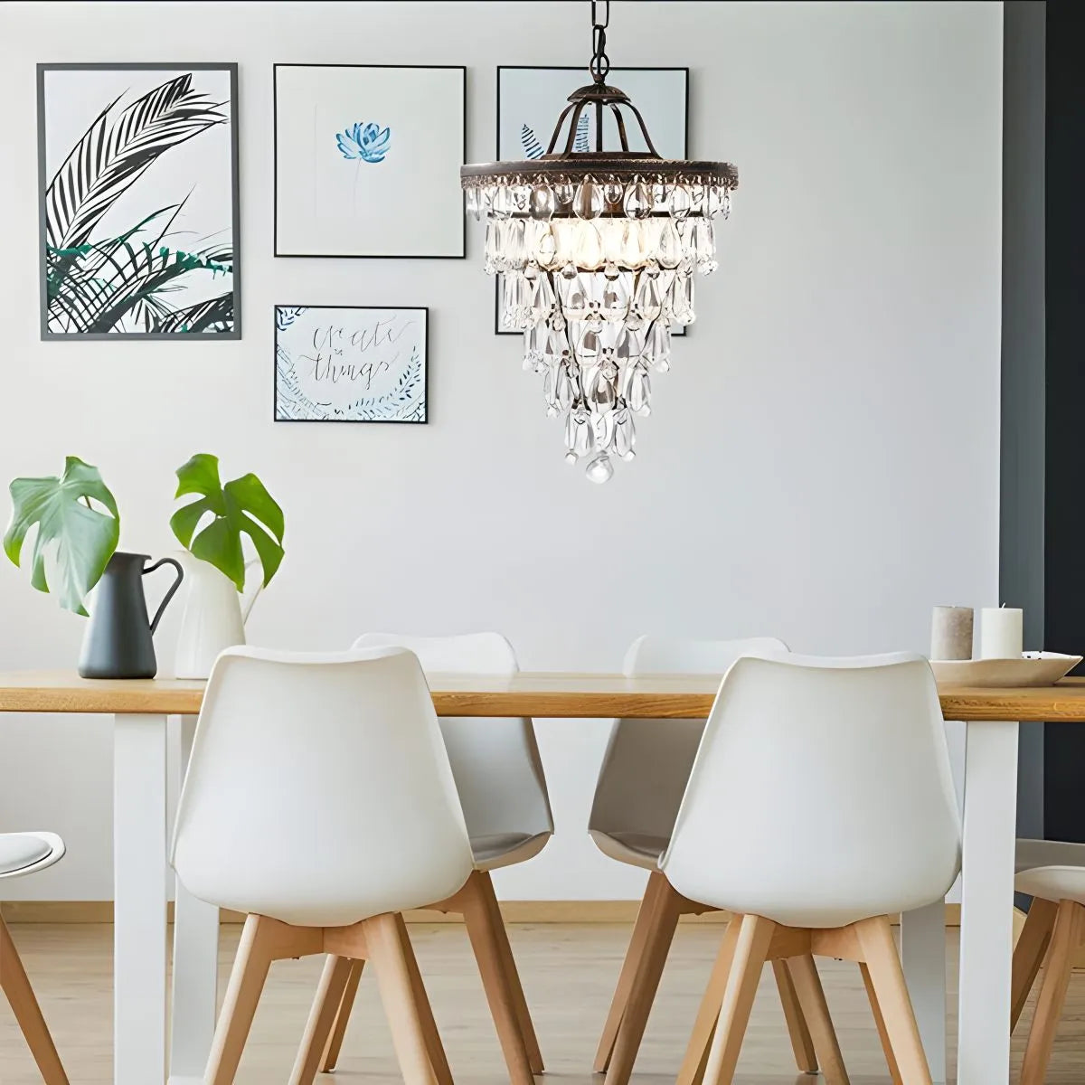 Antizer Vintage Crystal Pendent Light for Living Room