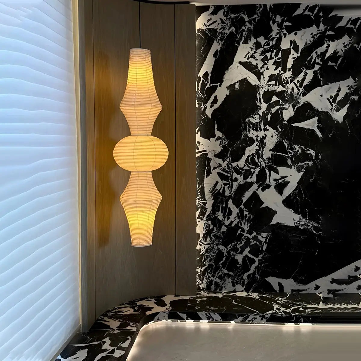 Antizer Washi Paper Corner Pendant Light for High Ceilings