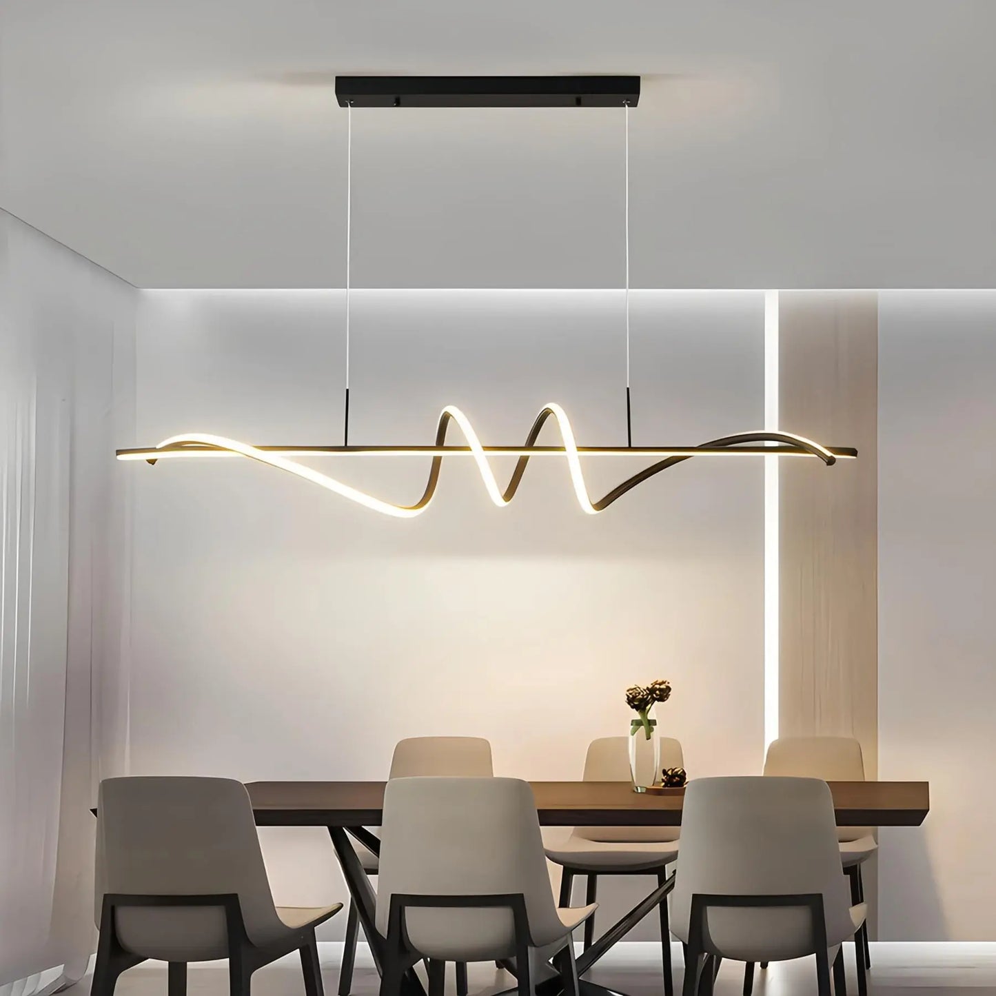 Antizer Wave Linear Chandelier for Dining Room