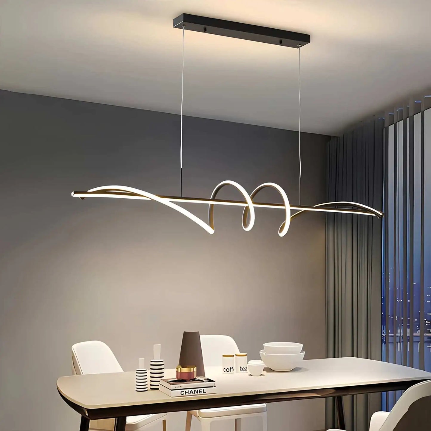 Antizer Wave Linear Chandelier for Dining Room