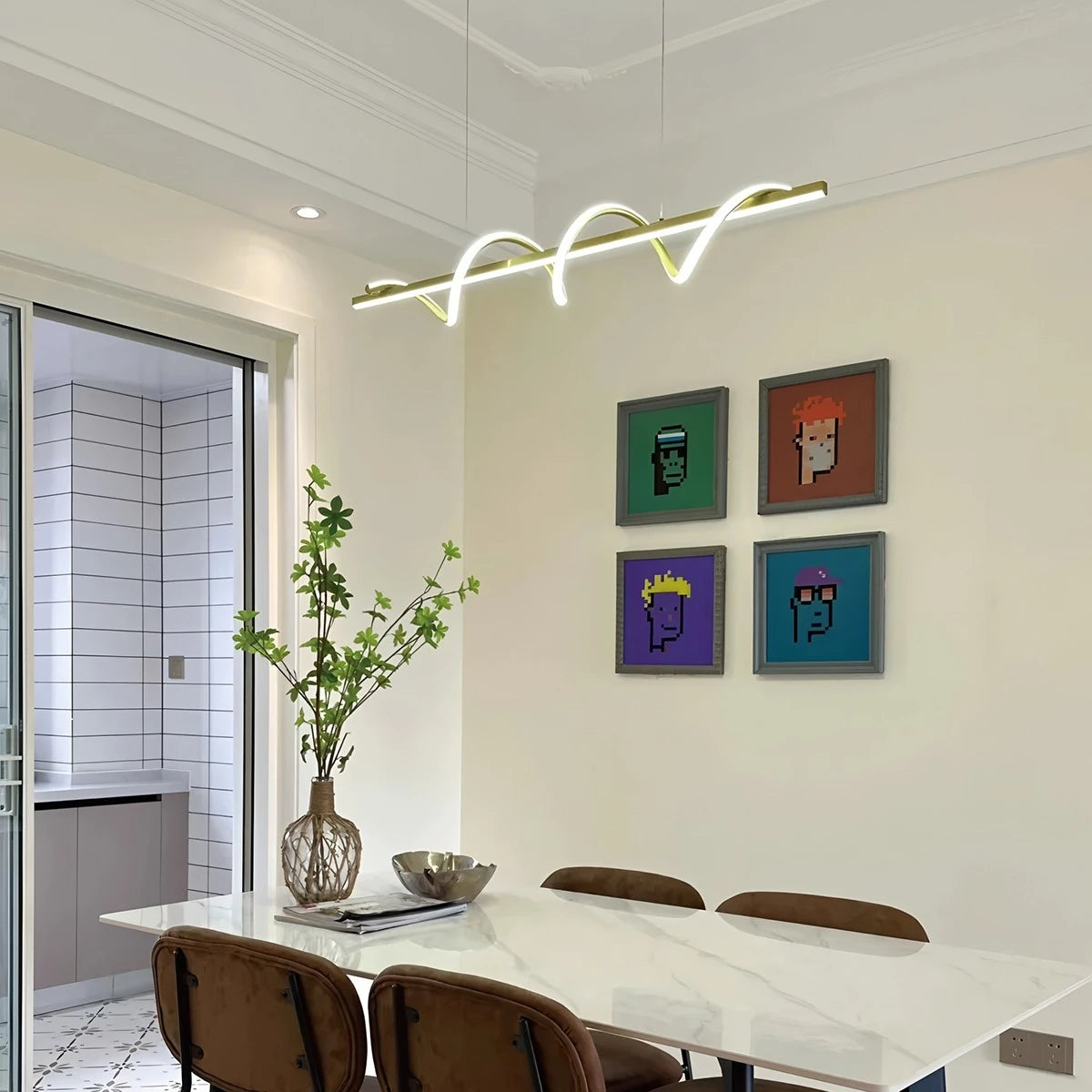 Antizer Wave Linear Chandelier for Dining Room