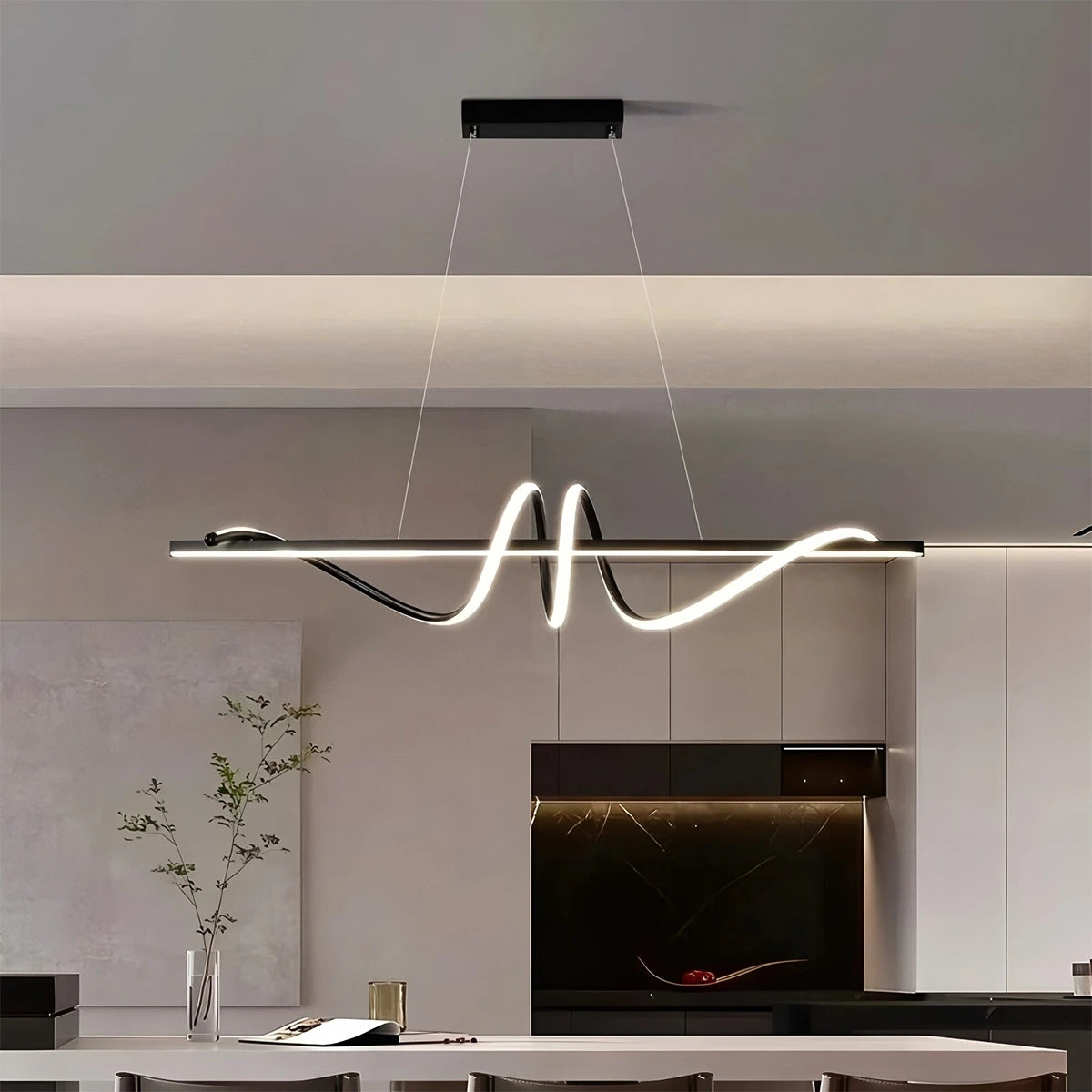 Antizer Wave Linear Chandelier for Dining Room