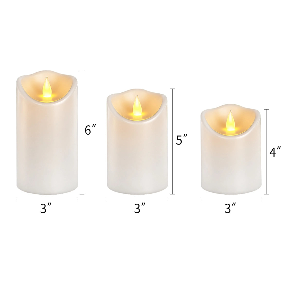 Antizer White Outdoor Waterproof Pillars Flameless Candle 24 Pack × 6