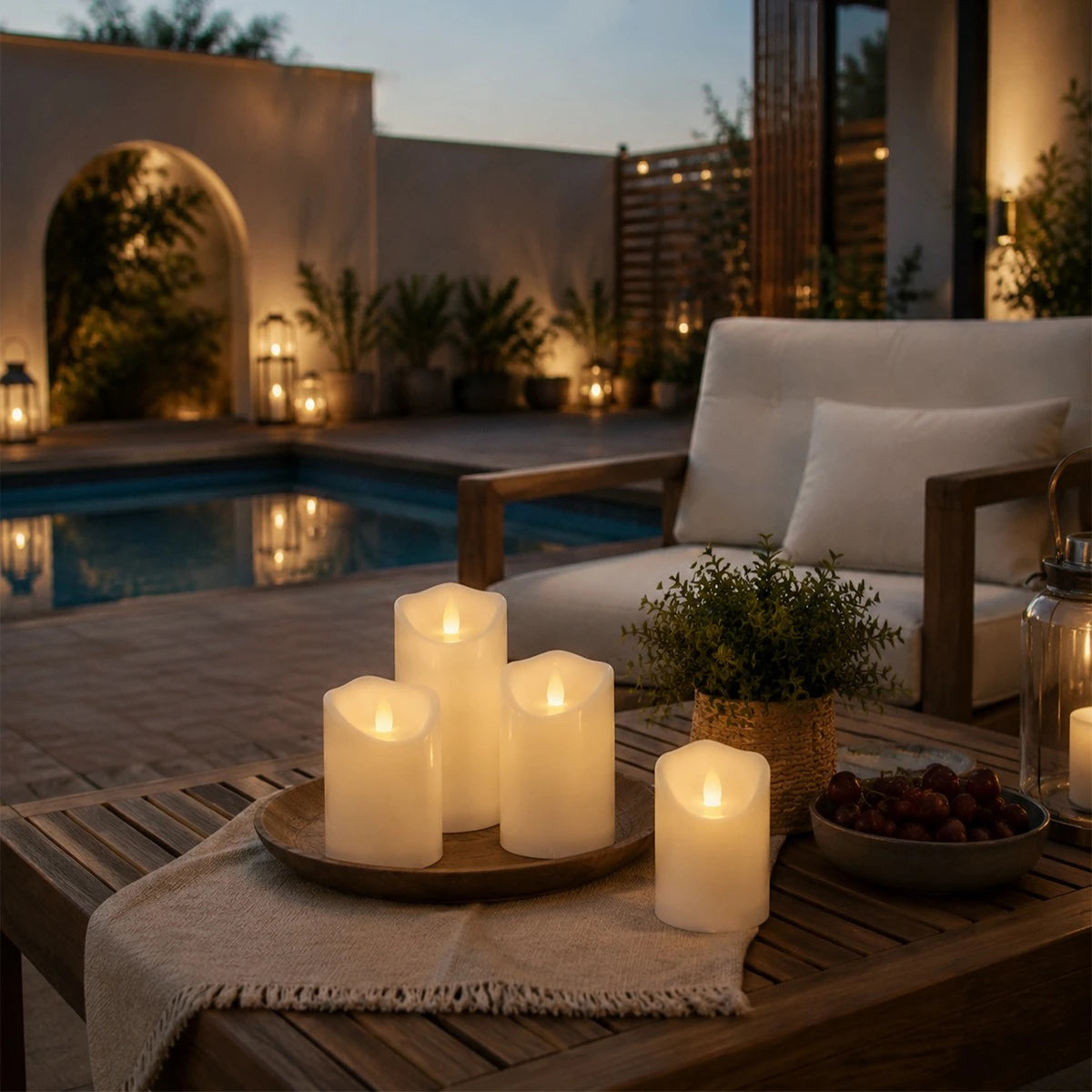 Antizer White Outdoor Waterproof Pillars Flameless Candle 24 Pack × 6