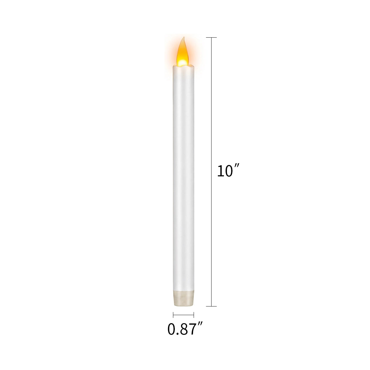 Antizer White Smooth Flameless Taper Candle 24 Pack × 16