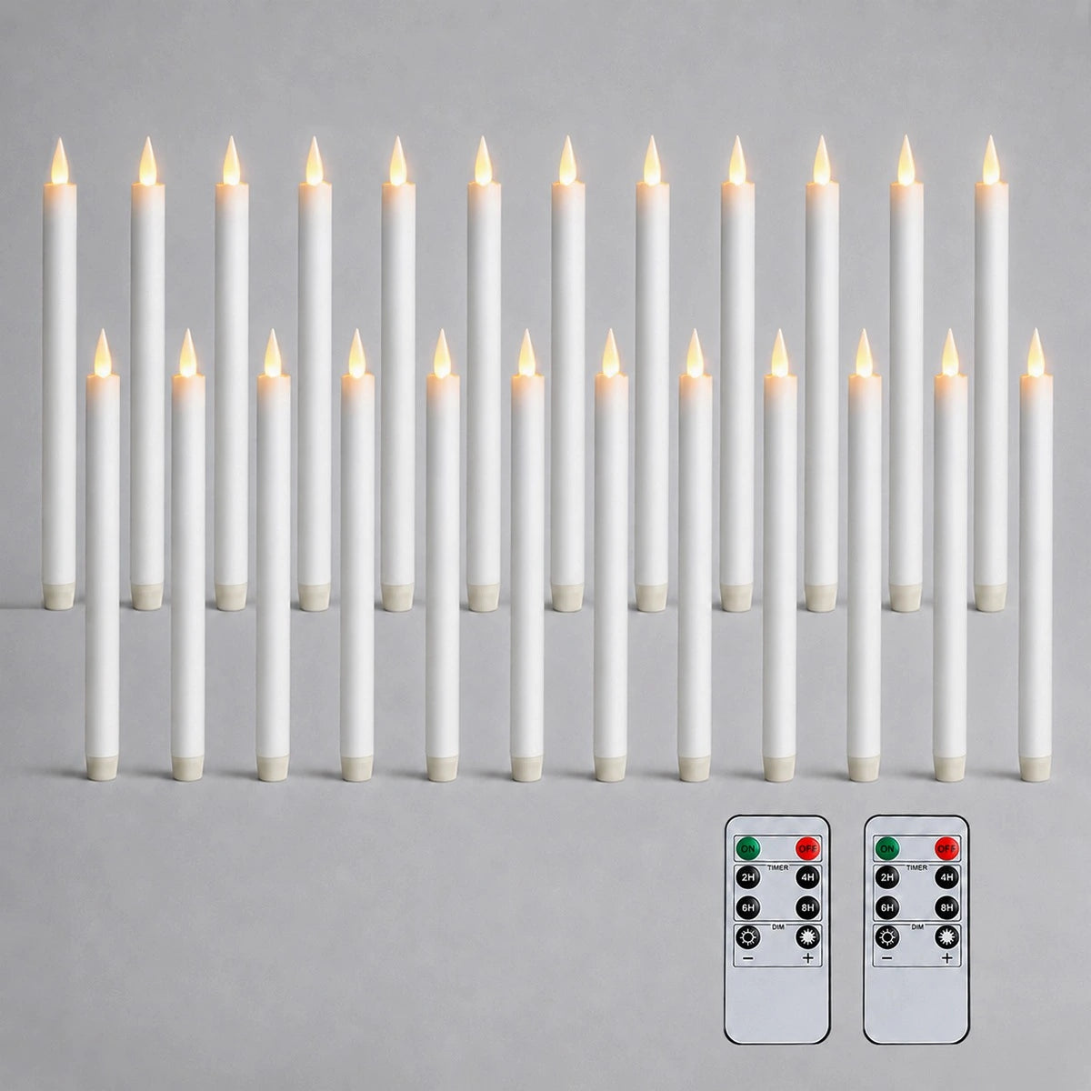 Antizer White Smooth Flameless Taper Candle 24 Pack × 16