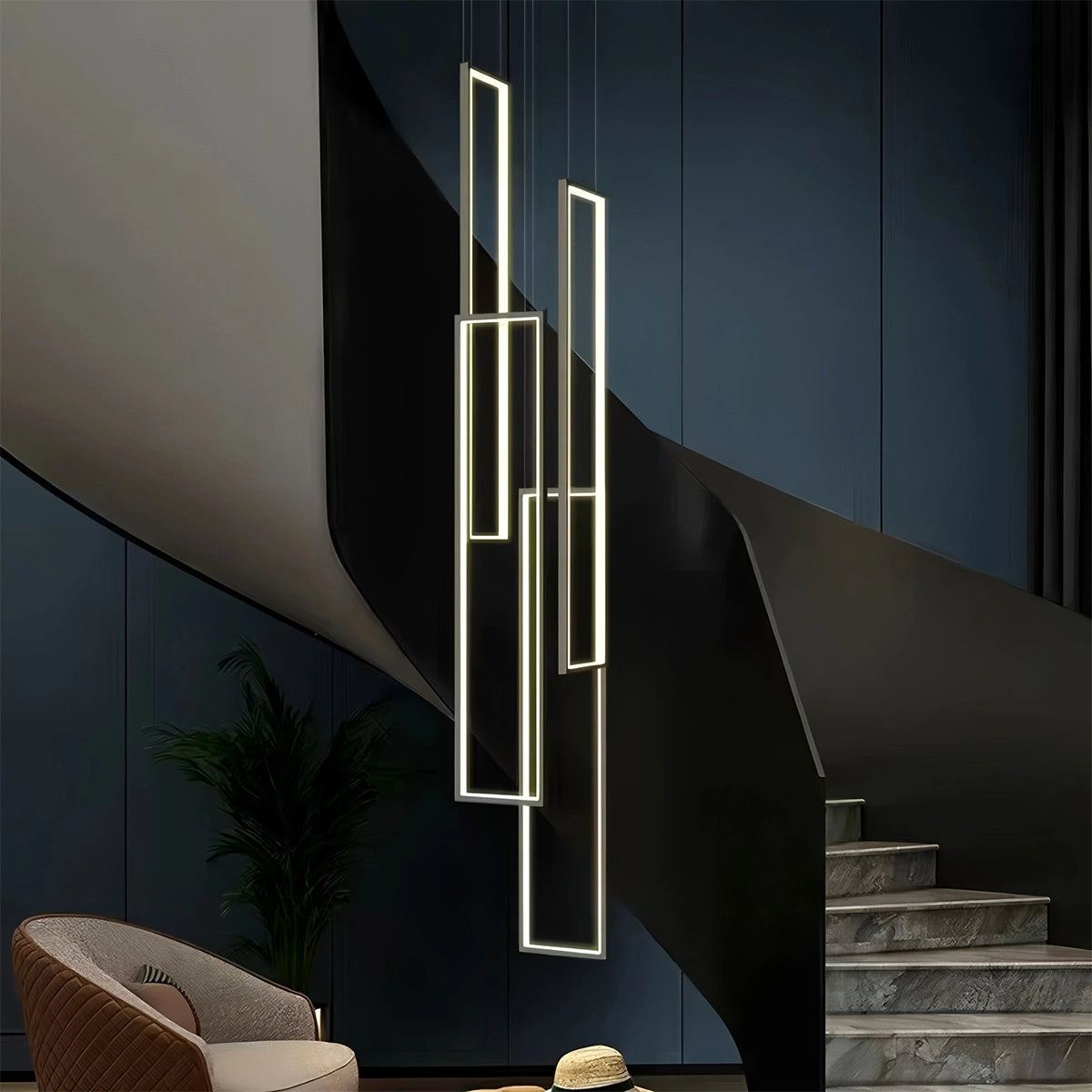 Antizer Aldarj Rectangular LED Staircase Chandelier