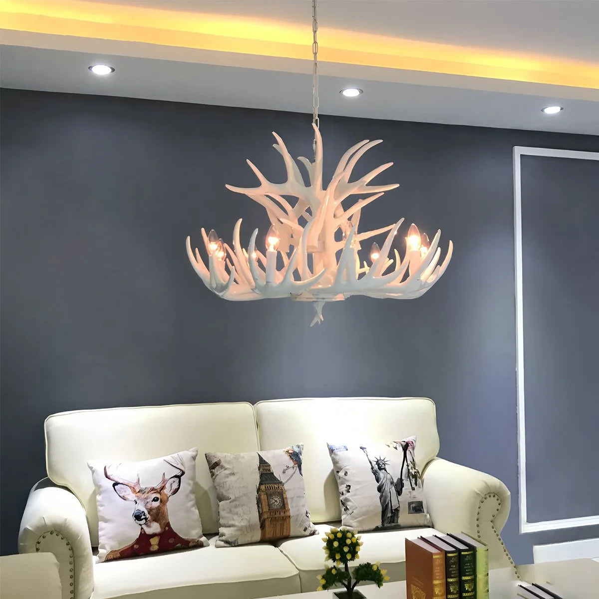 Antizer Antler Shape Resin Chandelier for Living Room