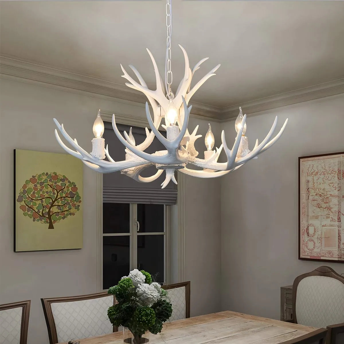 Antizer Antler Shape Resin Chandelier for Living Room